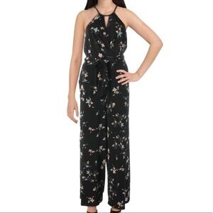 1. State Black Floral Halter sleeveless wide leg Jumpsuit Sz 1X